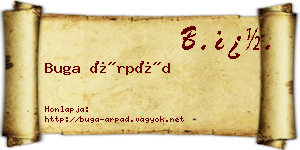 Buga Árpád névjegykártya